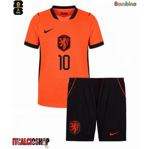 Paesi Bassi Memphis Depay #10 Prima Maglia Bambino Mondiali 2026 Manica Corta (+ Pantaloni corti)